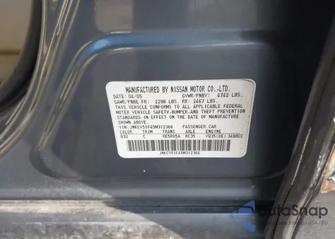 2005 Infiniti G35X из США, поврежденный, VIN JNKCV51F45M312366